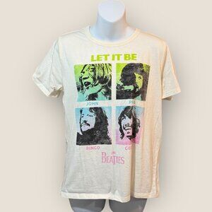 The Beatles Let It Be Graphic Cream Colored Short Sleeve T-Shirt Size Jr Large